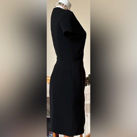 Jones New York Black Side Pleated Sleeveless Sheath Career Dress Zip Back Sz 4. - Picture 5 of 12